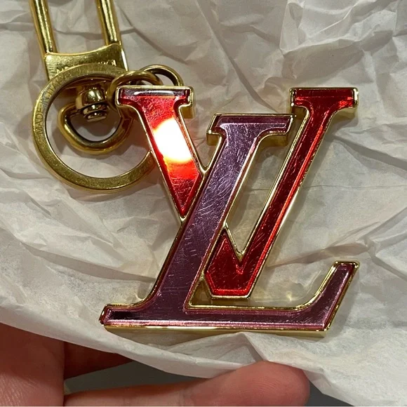 Used Louis Vuitton Logo Glass Initials Keychain Bag Charm Full Inclusion Auth!! - Picture 11 of 12
